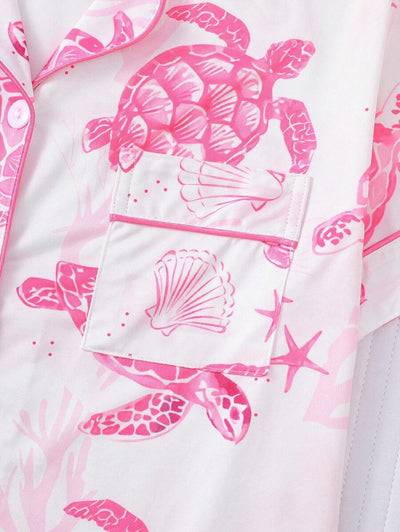 Coral | Ocean Turtle Pajama Set