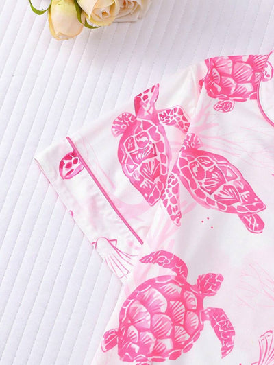 Coral | Ocean Turtle Pajama Set