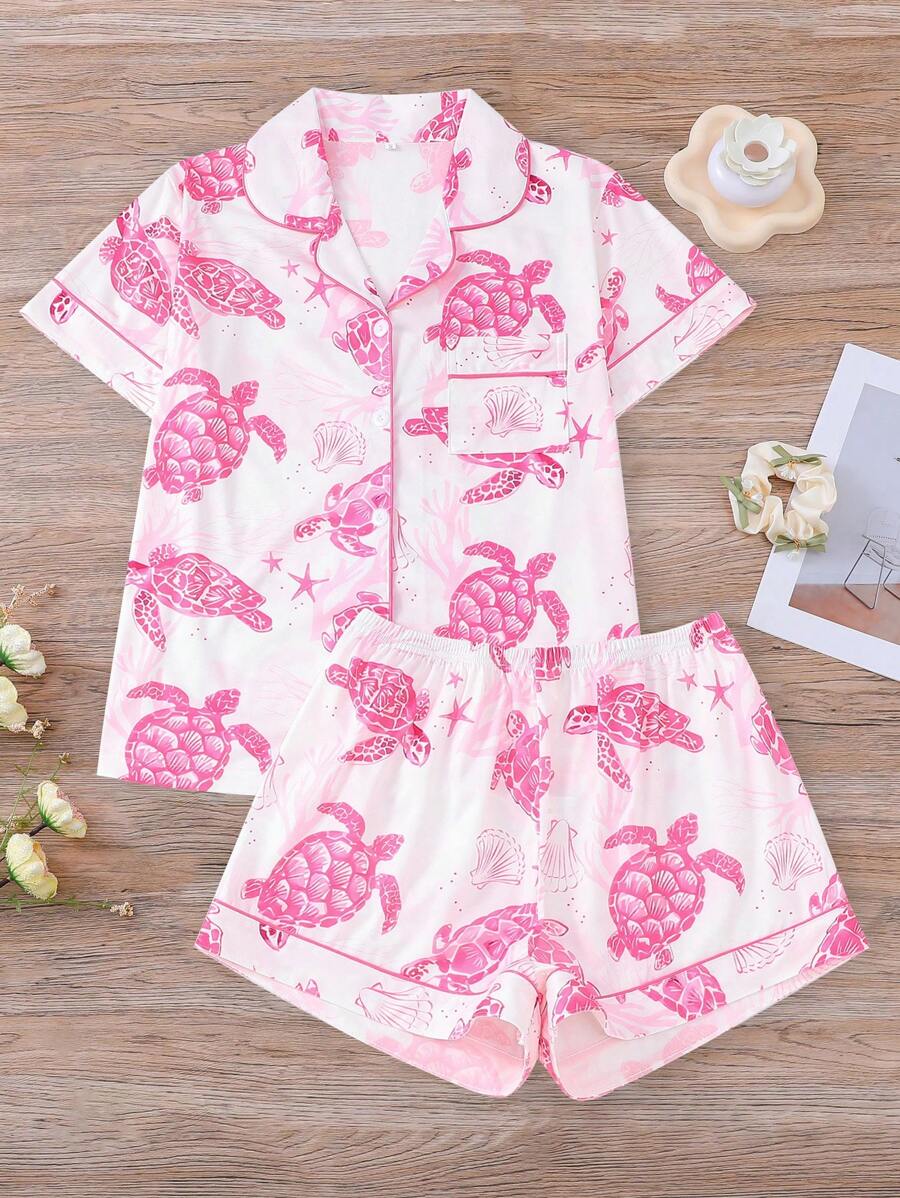 Coral | Ocean Turtle Pajama Set