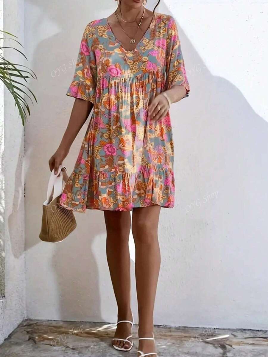 Flora | Boho Floral Midi Dress