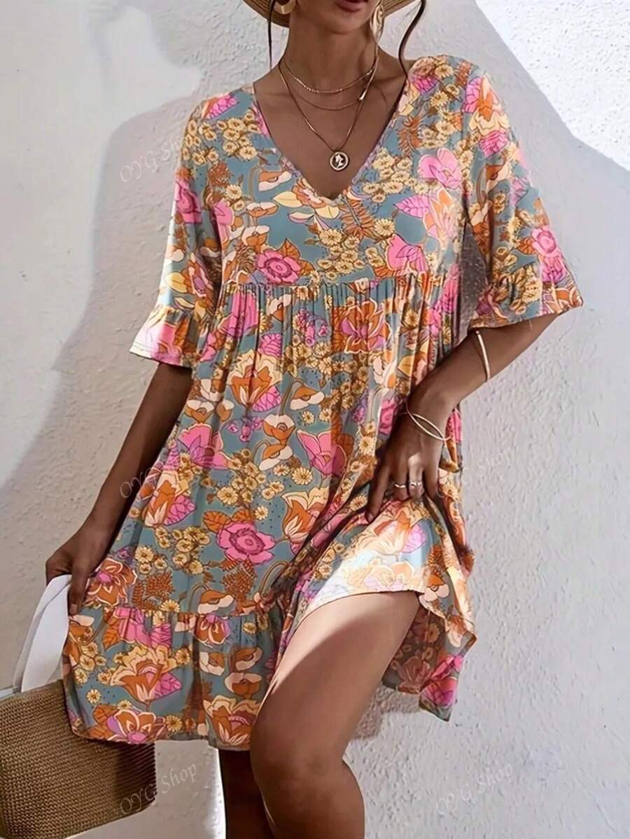 Flora | Boho Floral Midi Dress