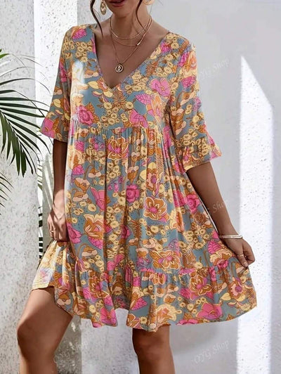 Flora | Boho Floral Midi Dress
