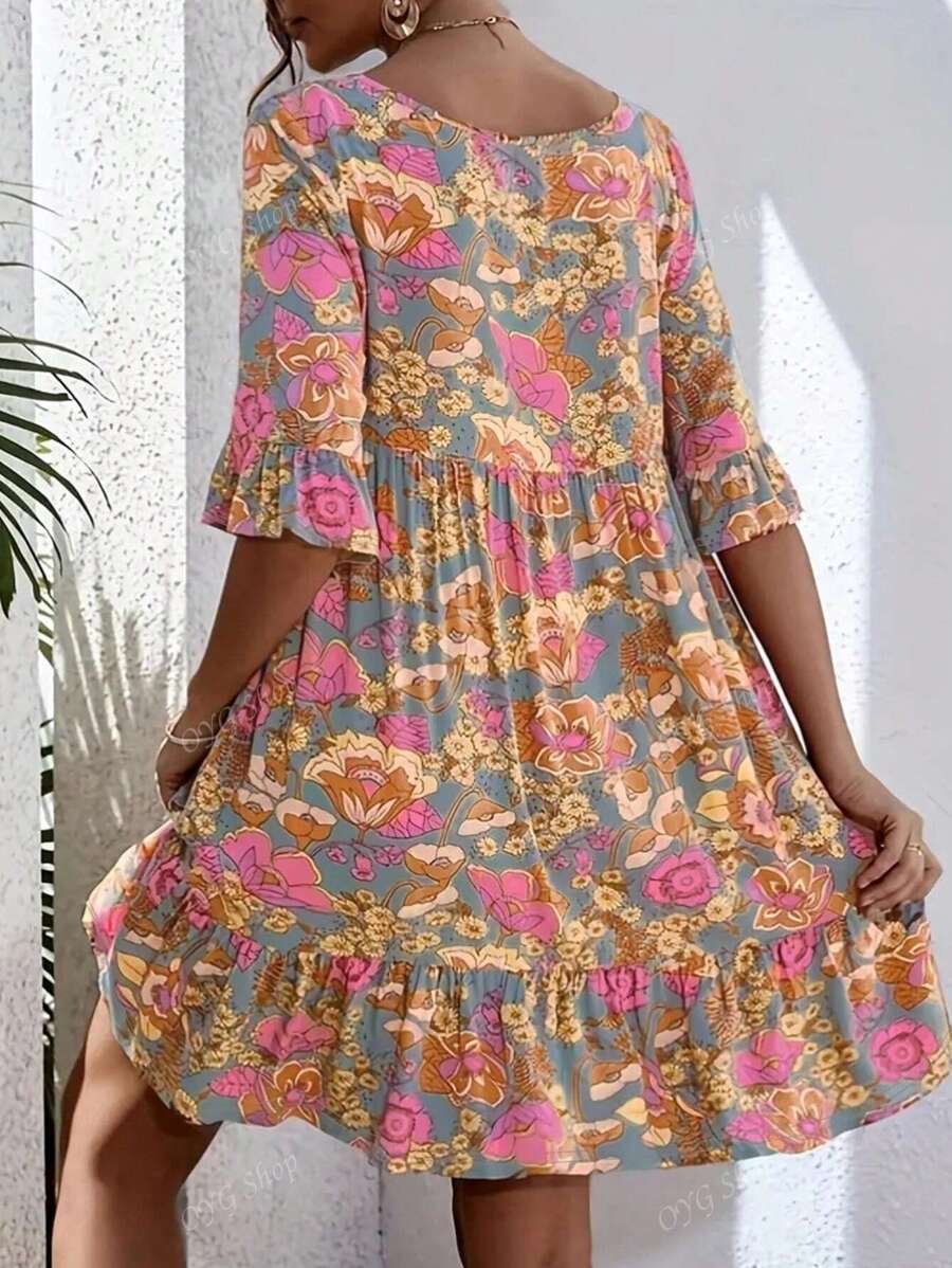 Flora | Boho Floral Midi Dress