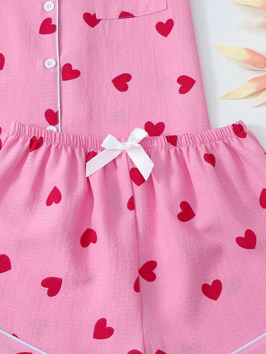 Luna | Heart Print Pyjama Set