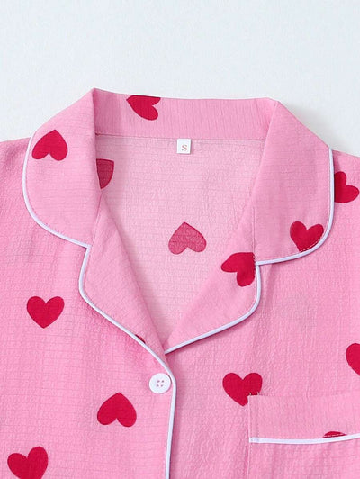 Luna | Heart Print Pyjama Set
