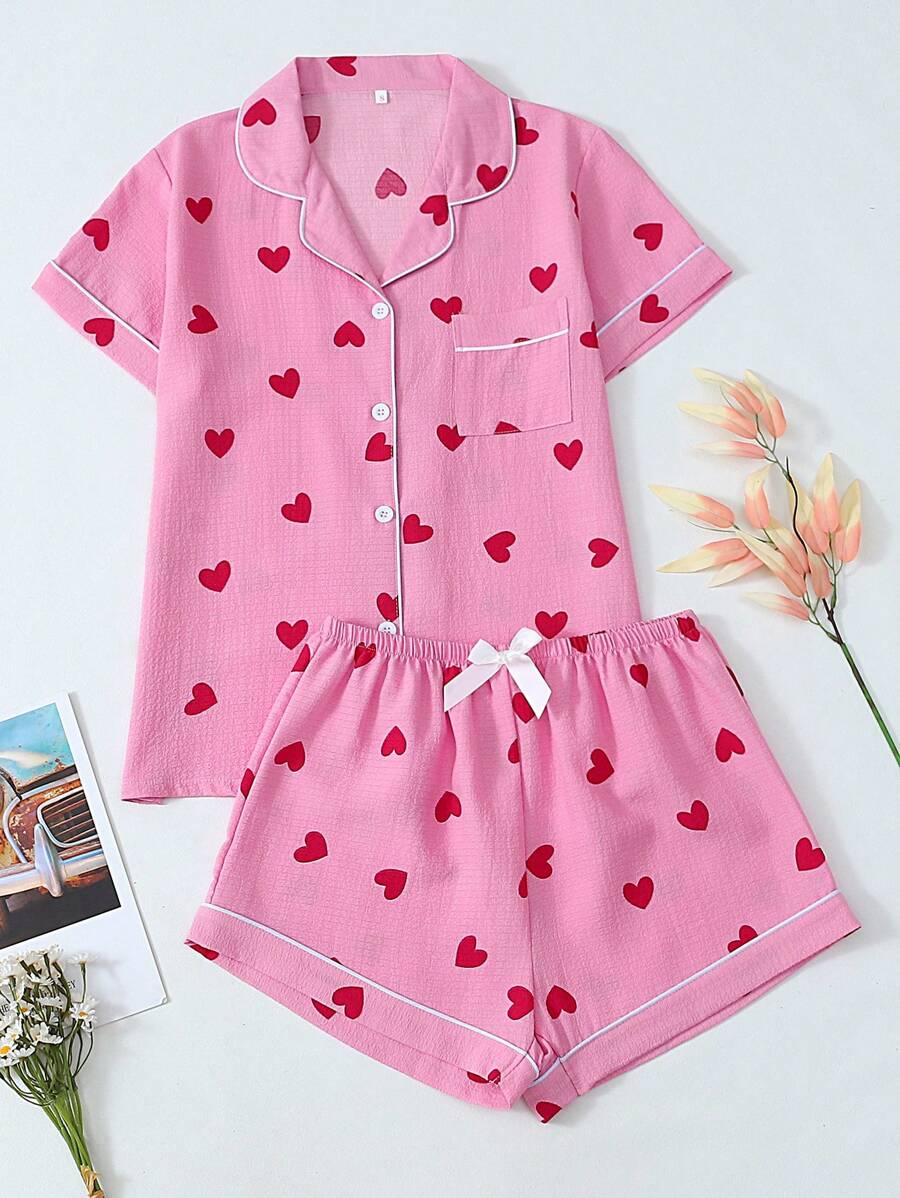 Luna | Heart Print Pyjama Set