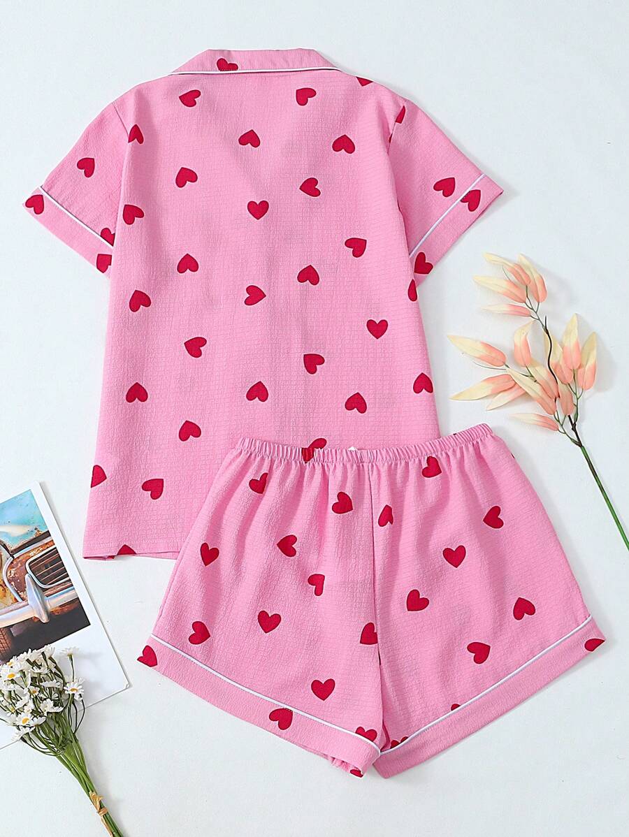 Luna | Heart Print Pyjama Set