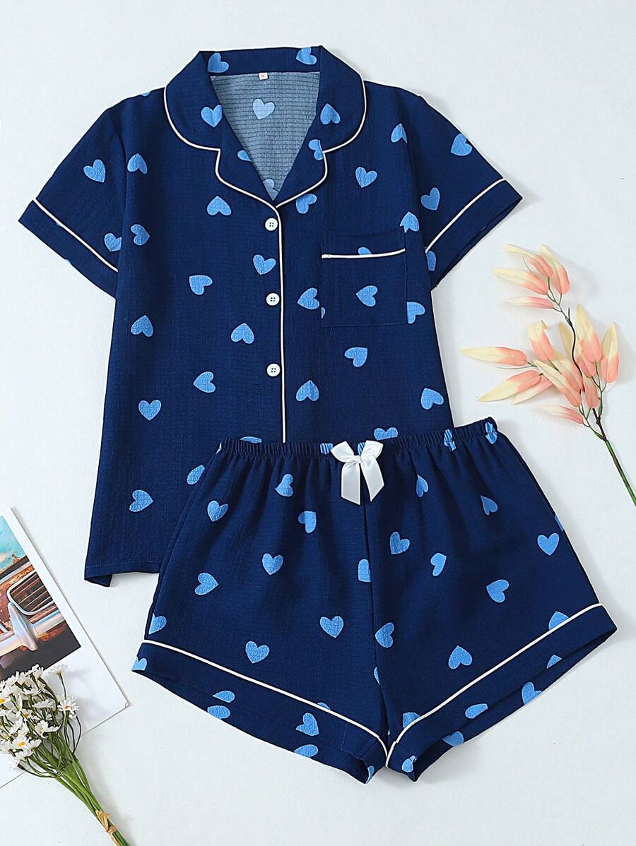 Luna | Heart Print Pyjama Set