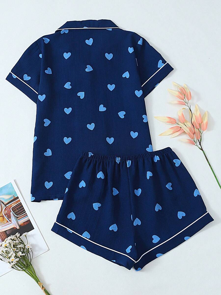 Luna | Heart Print Pyjama Set