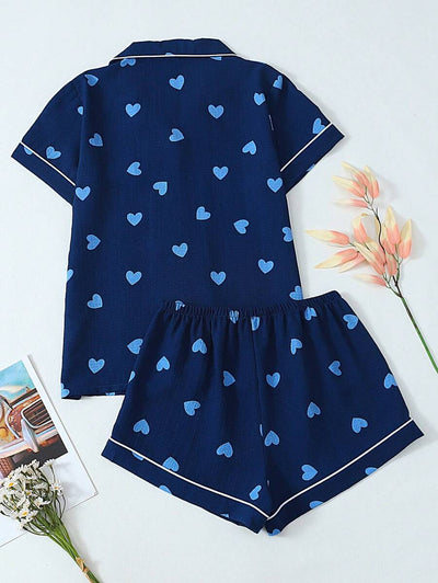 Luna | Heart Print Pyjama Set