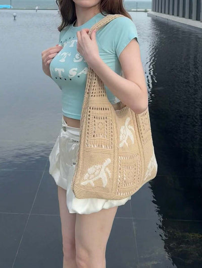 Coral | Crochet Beach Tote Bag