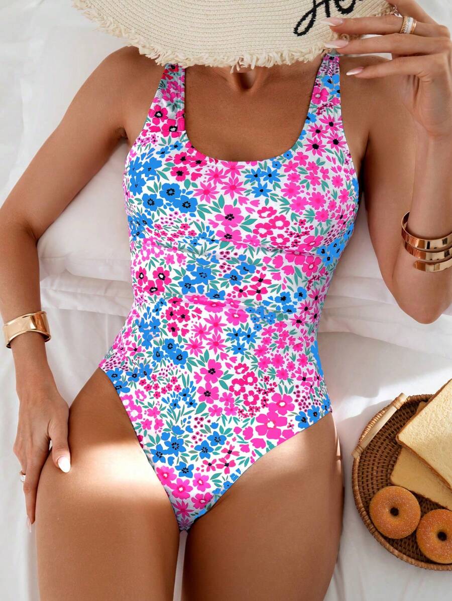 Mira | Floral Square Neck Swimsuit