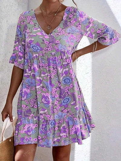 Flora | Boho Floral Midi Dress