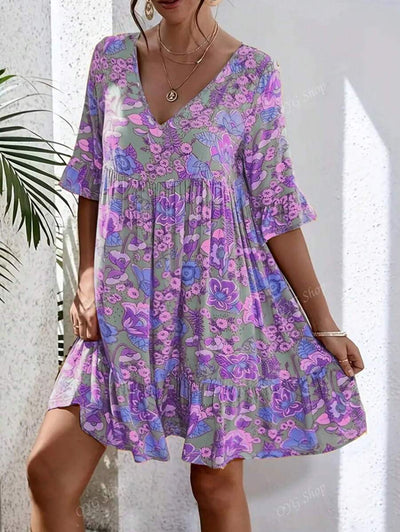 Flora | Boho Floral Midi Dress