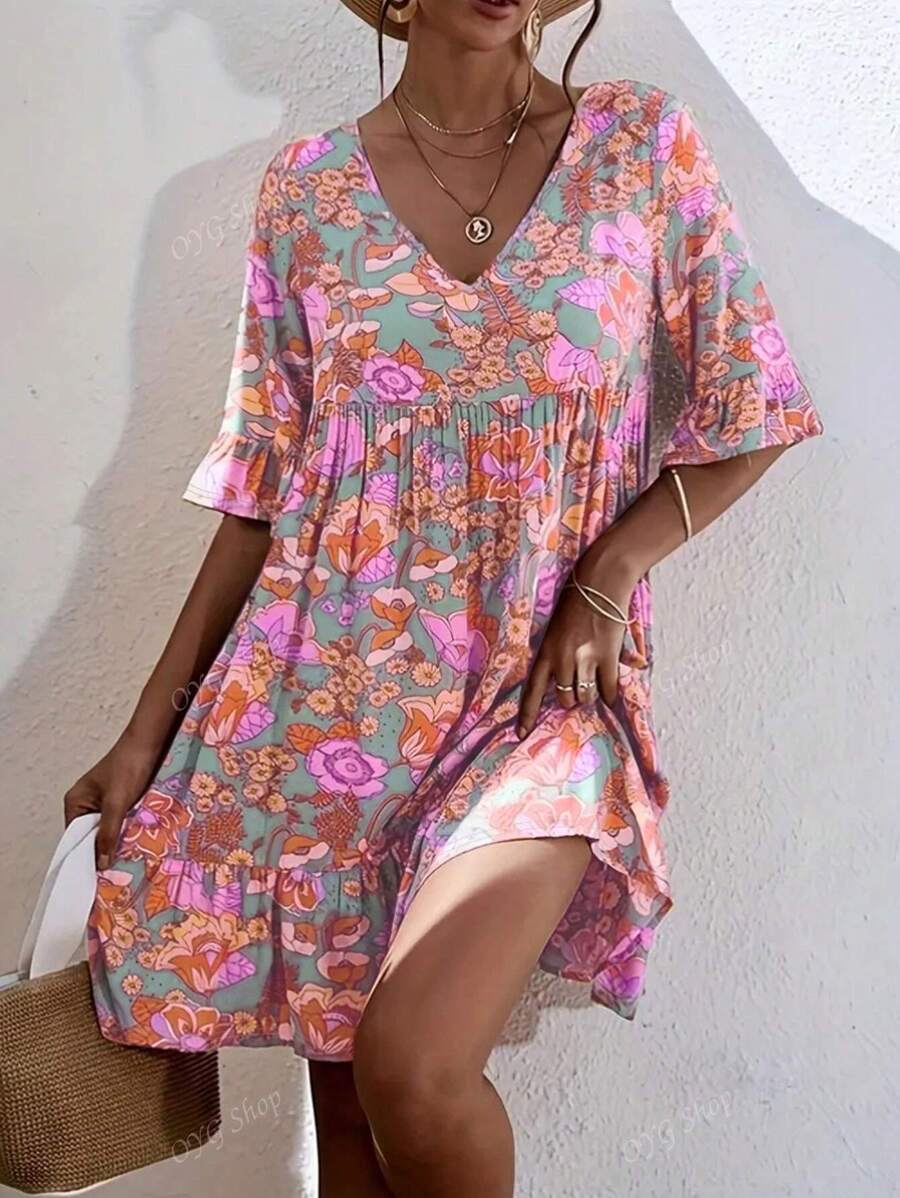 Flora | Boho Floral Midi Dress