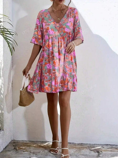 Flora | Boho Floral Midi Dress