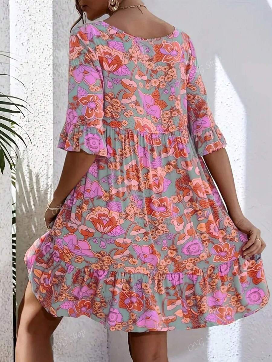 Flora | Boho Floral Midi Dress