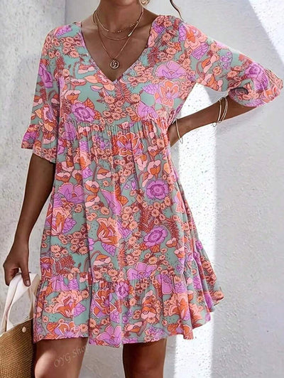 Flora | Boho Floral Midi Dress