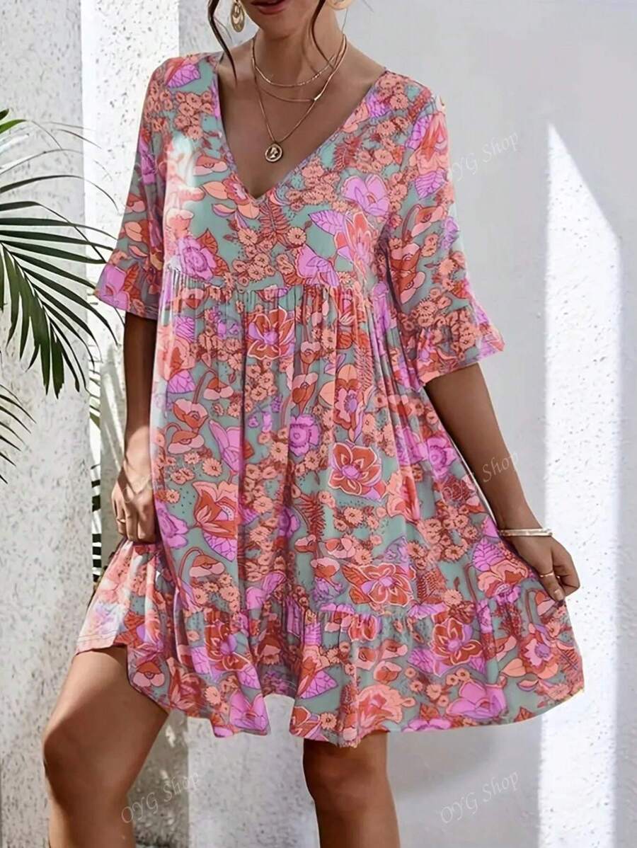 Flora | Boho Floral Midi Dress