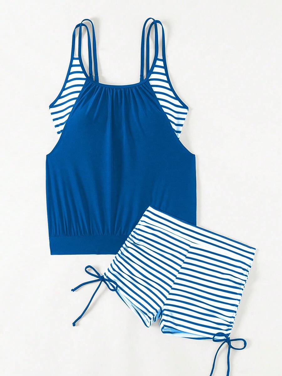 Lushie | Striped Double Strap Tankini