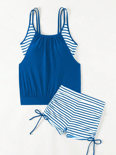 Lushie | Striped Double Strap Tankini