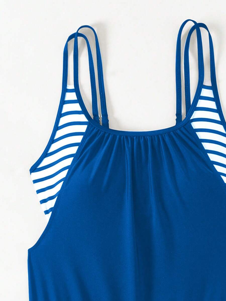 Lushie | Striped Double Strap Tankini