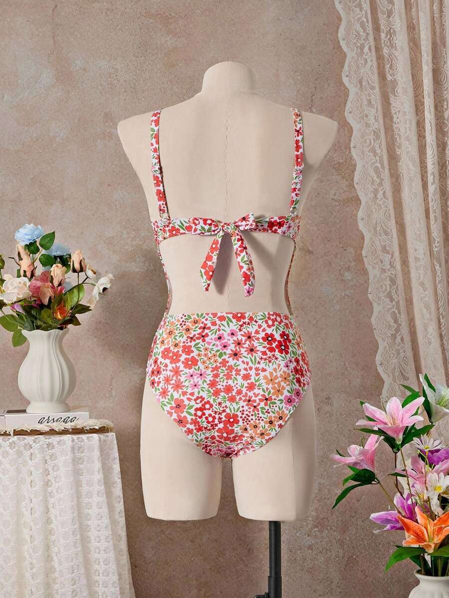 Mira | Floral Square Neck Swimsuit