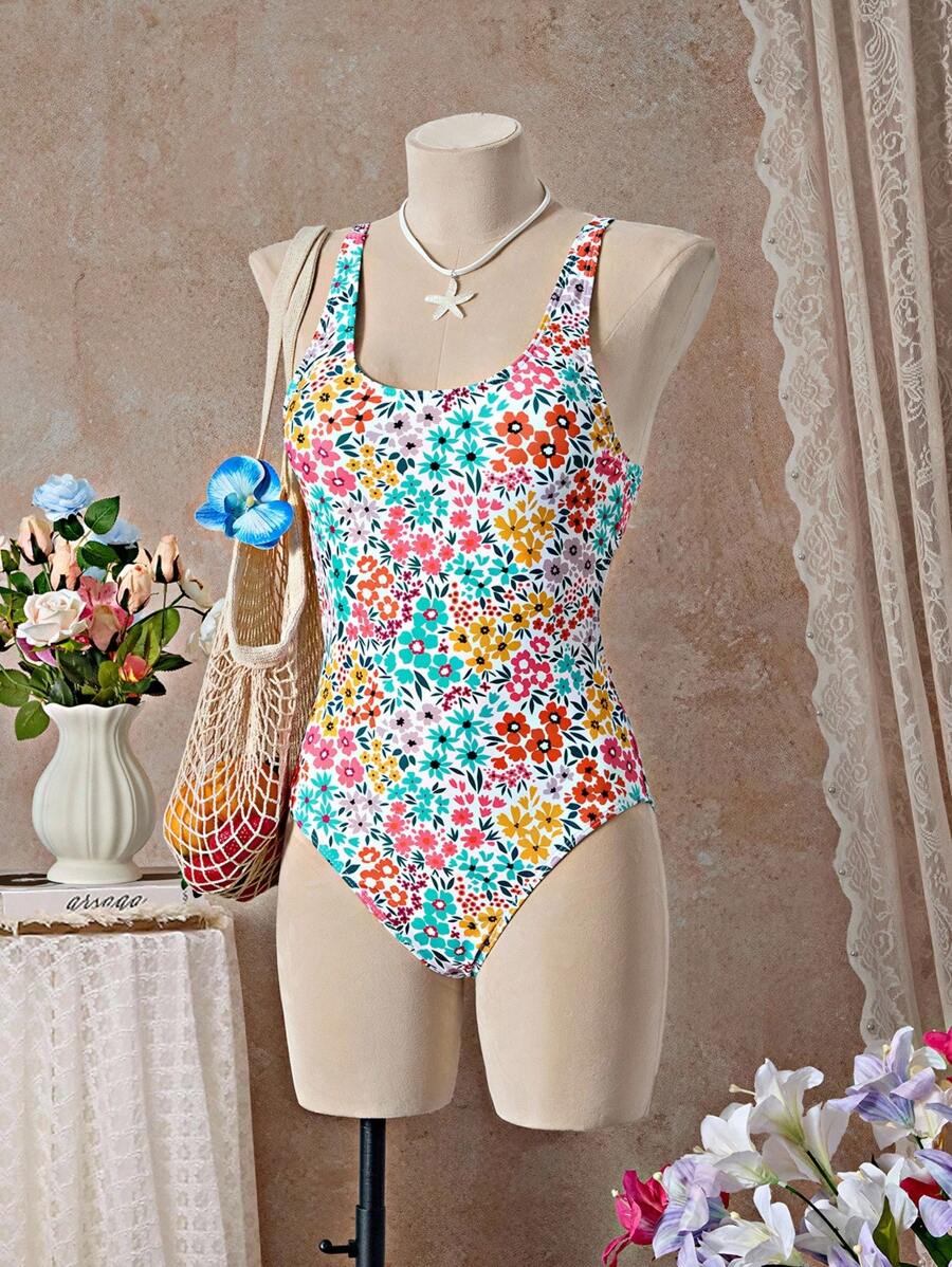 Mira | Floral Square Neck Swimsuit