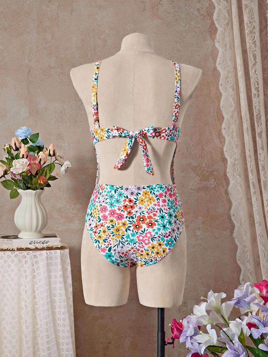 Mira | Floral Square Neck Swimsuit