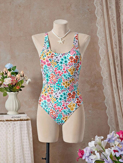 Mira | Floral Square Neck Swimsuit