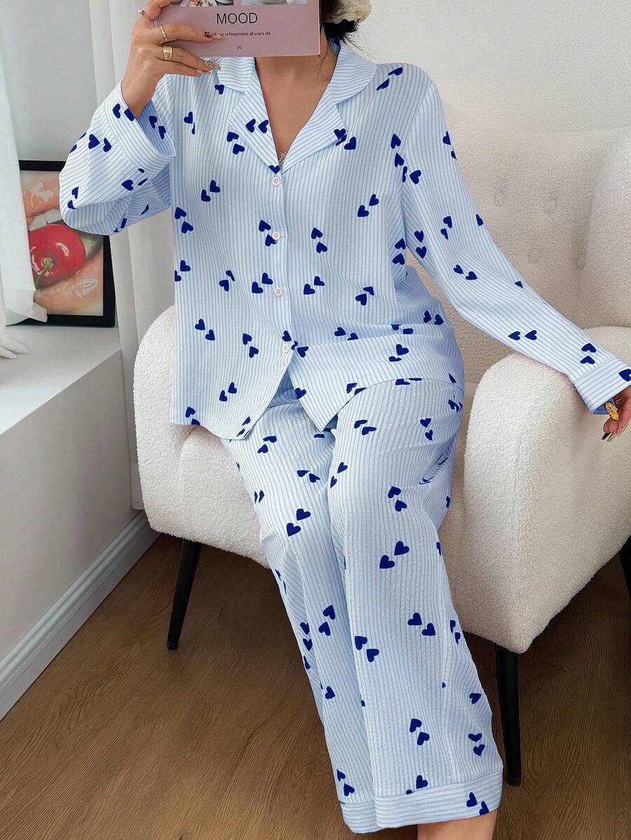 Luxe | Heart Striped Pyjama Set