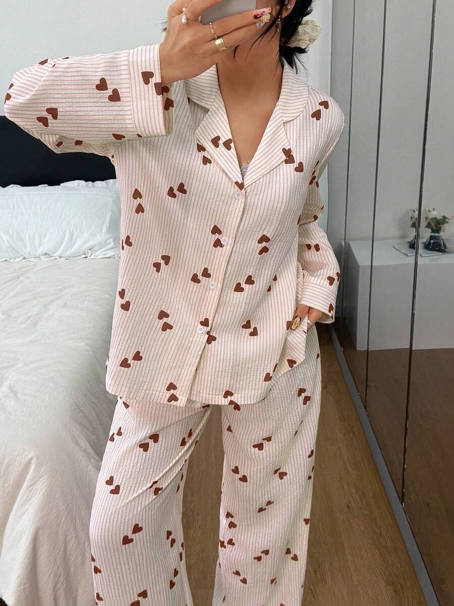 Luxe | Heart Striped Pyjama Set