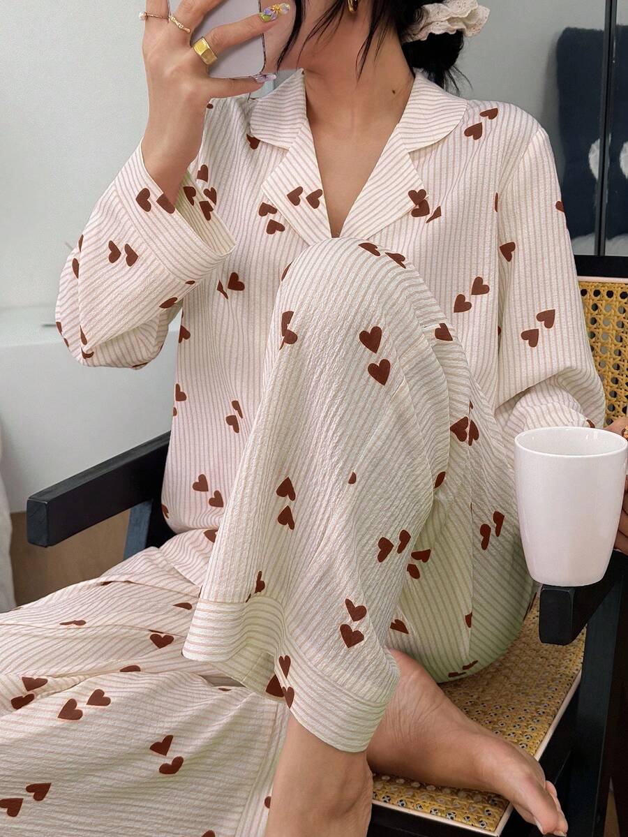Luxe | Heart Striped Pyjama Set