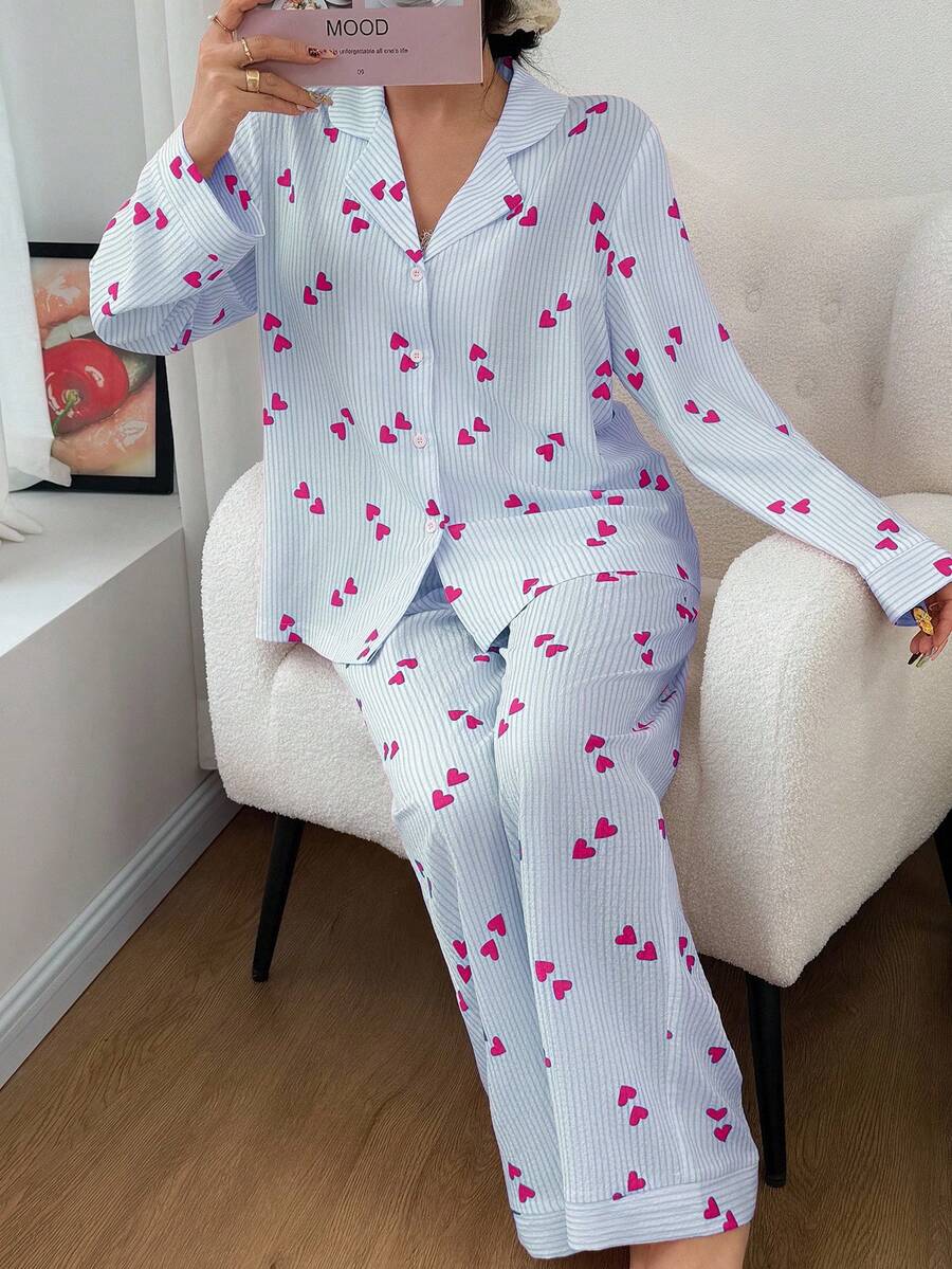Luxe | Heart Striped Pyjama Set