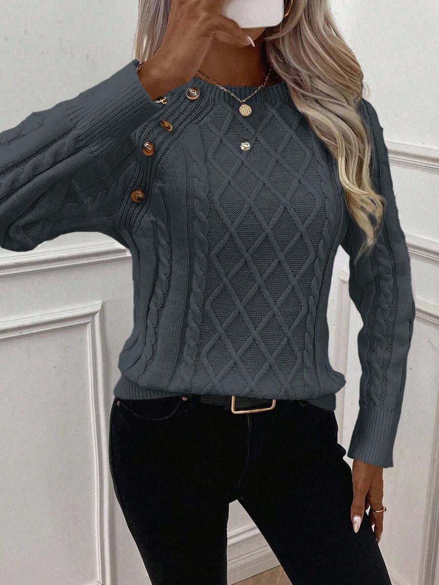 Luxe | Button-Detail Knit Sweater