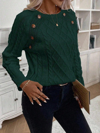 Luxe | Button-Detail Knit Sweater