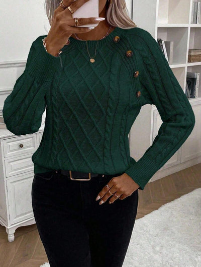 Luxe | Button-Detail Knit Sweater