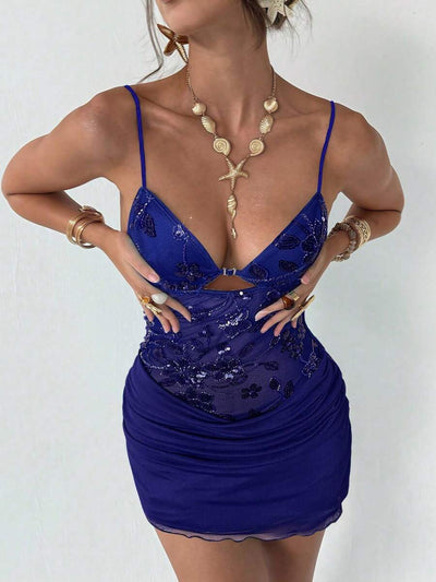 Zara | Sparkly Plunge Mini Dress