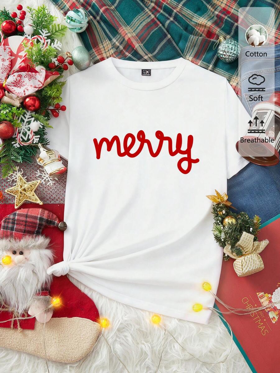 Merry | Hand-Painted Christmas Tee