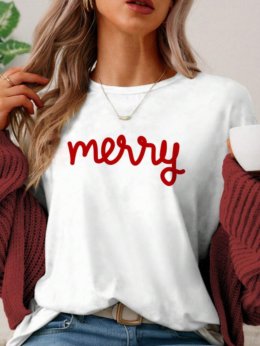 Merry | Hand-Painted Christmas Tee
