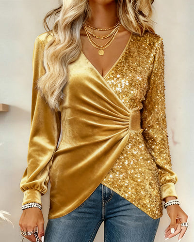 Viva | Sequin V-Neck Top