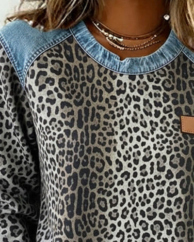 Zara | Trendy Leopard Patch Sweatshirt