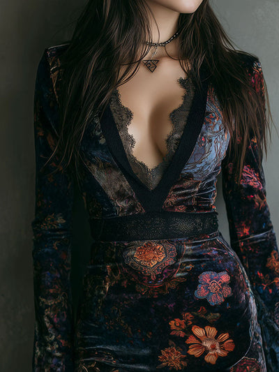 Vesper | Velvet Floral Mini Dress