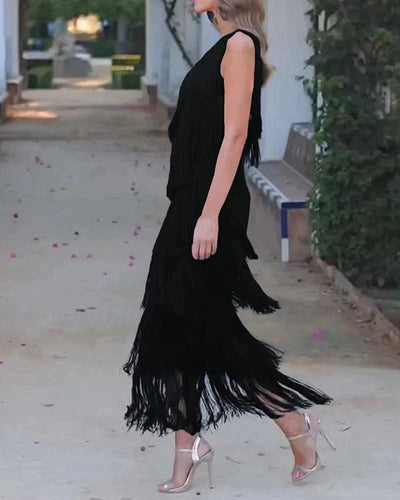 Sable | Chic Fringe Maxi Dress