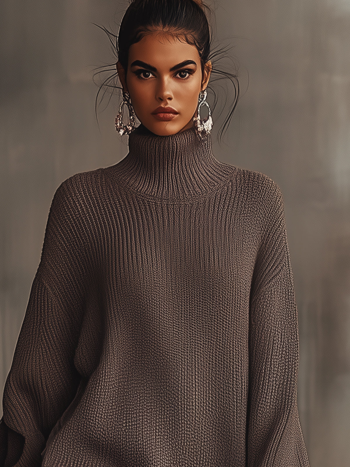 Tully | Cozy Ruffled Turtleneck Dress