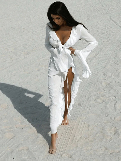 Breezy | Sheer Ruffle Beach Cover-Up