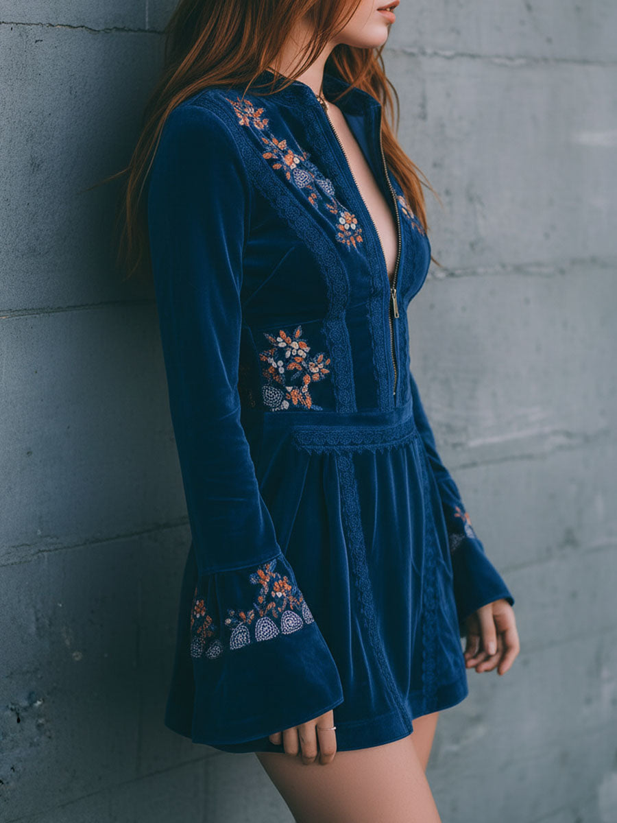 Zara | Boho Velvet Mini Dress