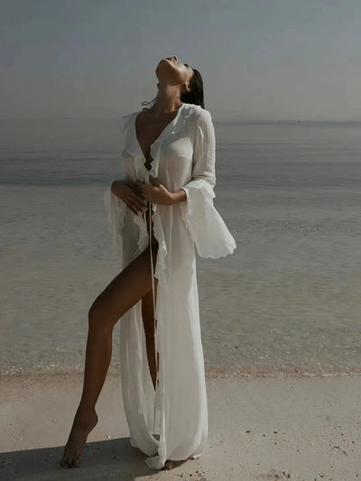 Breezy | Sheer Ruffle Beach Cover-Up