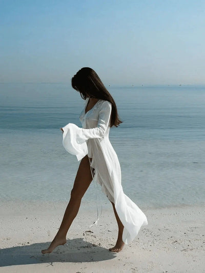 Breezy | Sheer Ruffle Beach Cover-Up