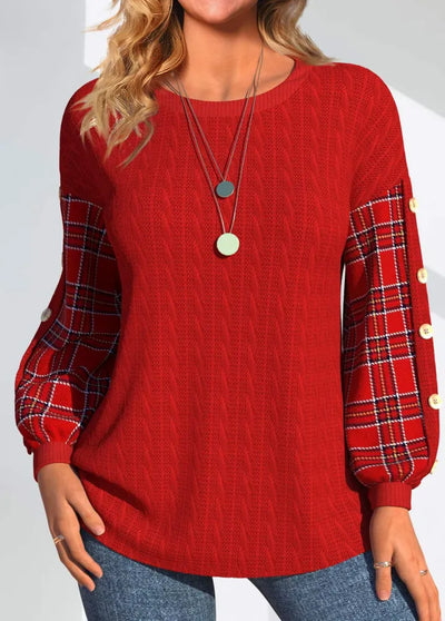 Ember | Cozy Knit with Checked Sleeves